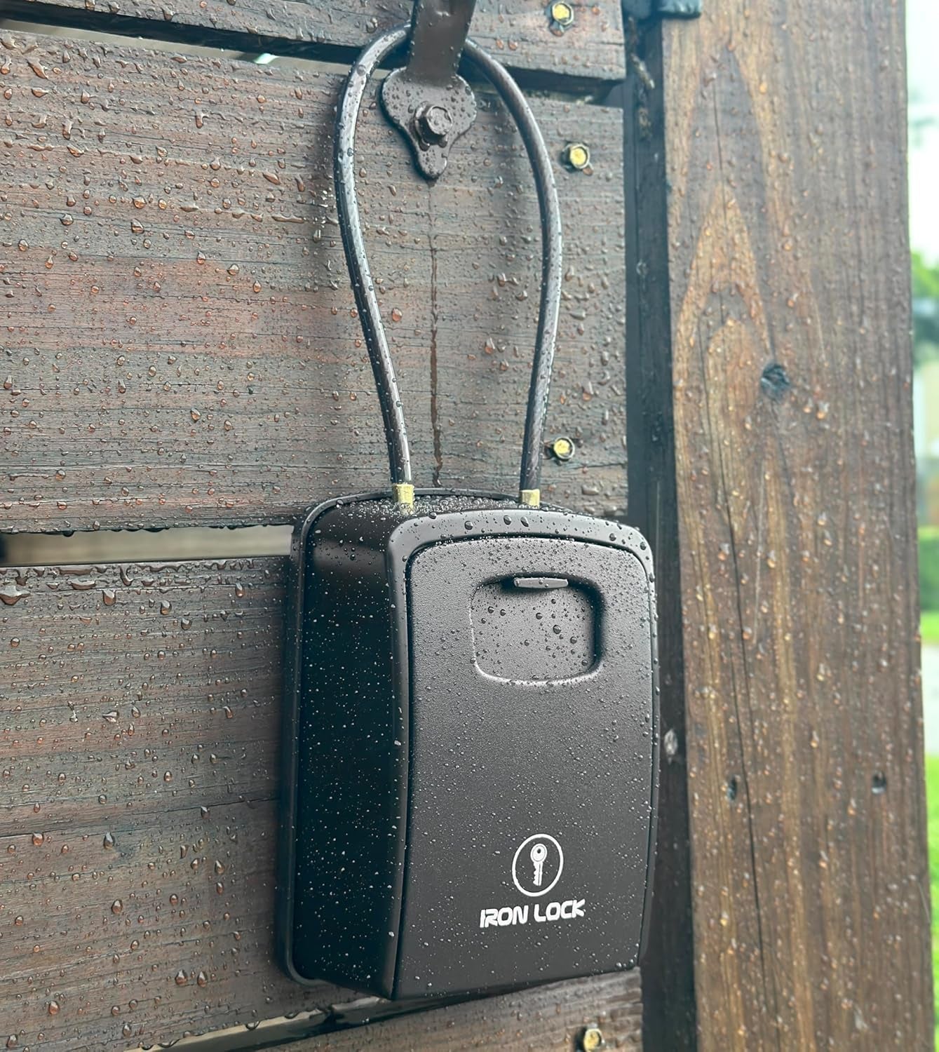 ® Key Lock Box XXL Portable and Wall Mounted with Removable Cable Shackle Waterproof Indoor Outdoor 4 Digit Combo Resettable Code with a B Switch Extra Large Key Lockbox outside (XXL, Black)