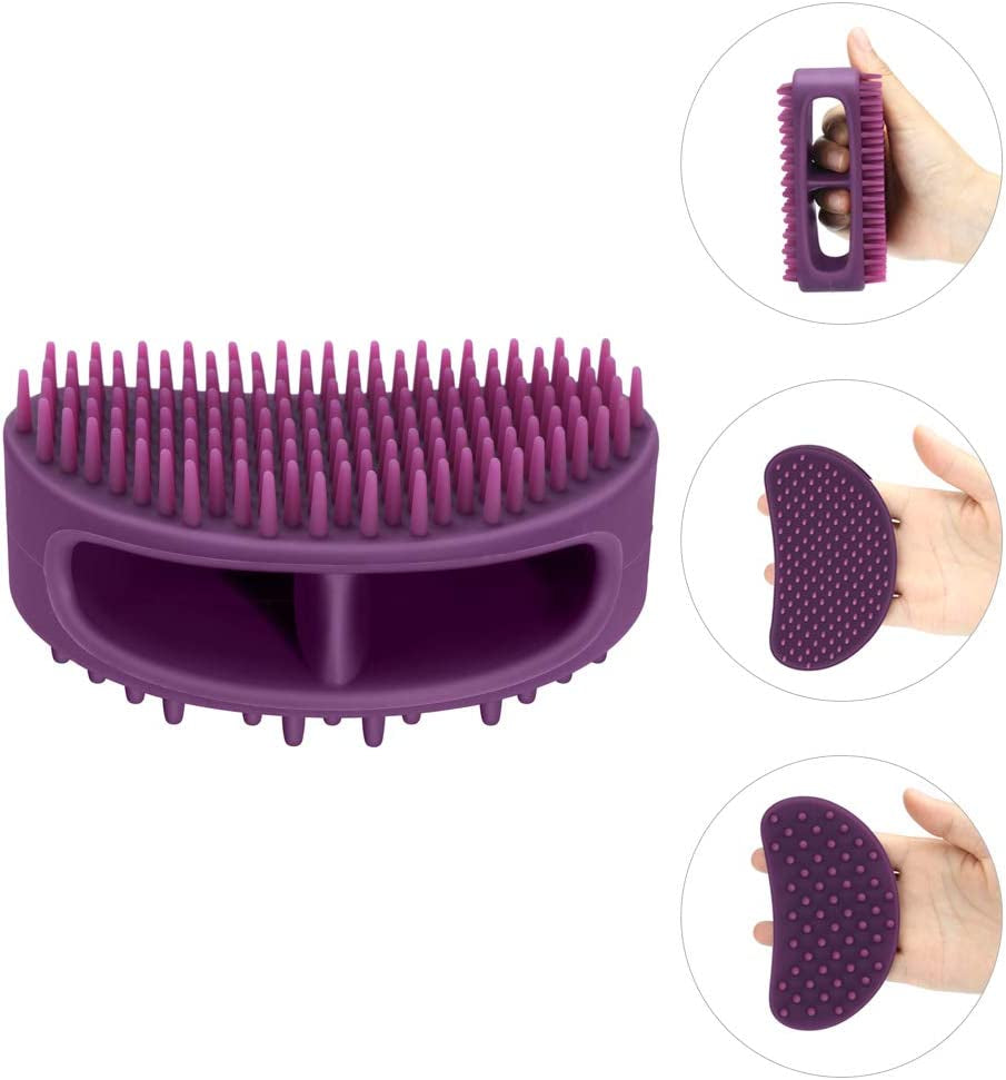 Soft Silicone Dog & Cat Grooming Brush - Pet Bath & Massage for Short or Long Hair - Slicker Shedding Hair Brush Purple