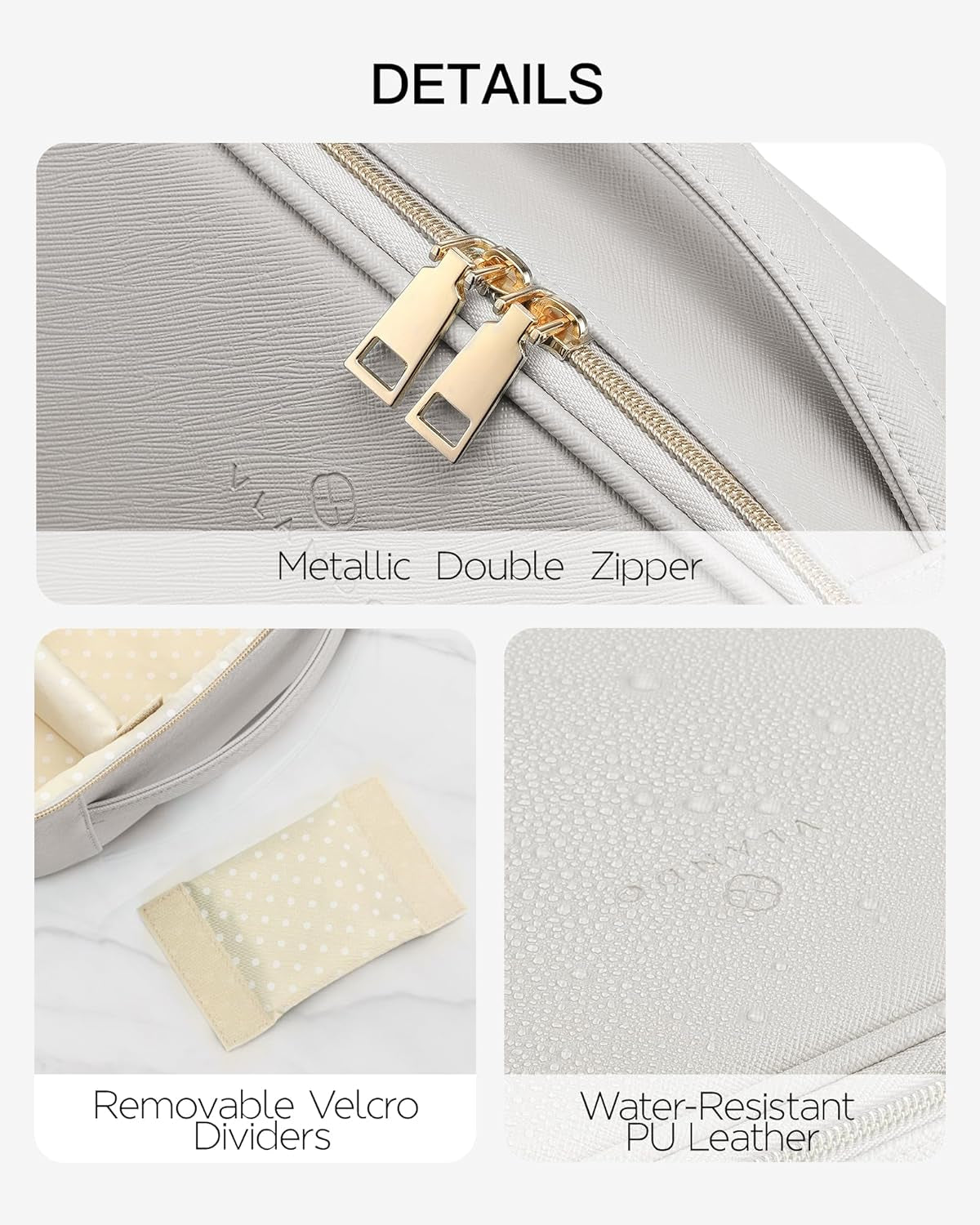 Travel Makeup Cosmetic Case Organizer Portable Storage Bag with Adjustable Dividers for Cosmetics Makeup Brushes, Girls, Women, Friends.（Gray）