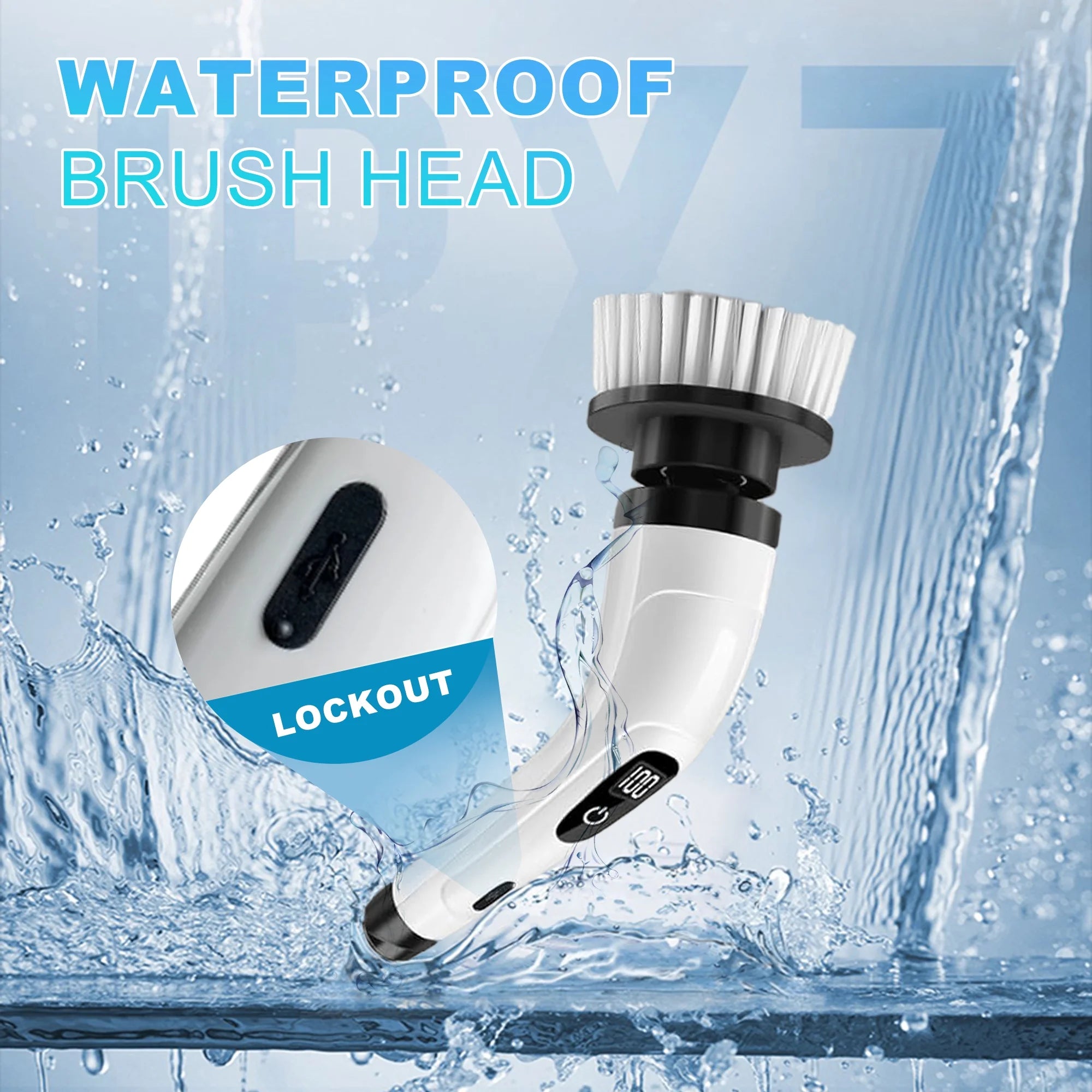 Electric Spin Scrubber - Cordless Cleaning Brush with 8 Heads & Long Handle Power Shower Scrubber for Bathroom Kitchen Tile Floor, White